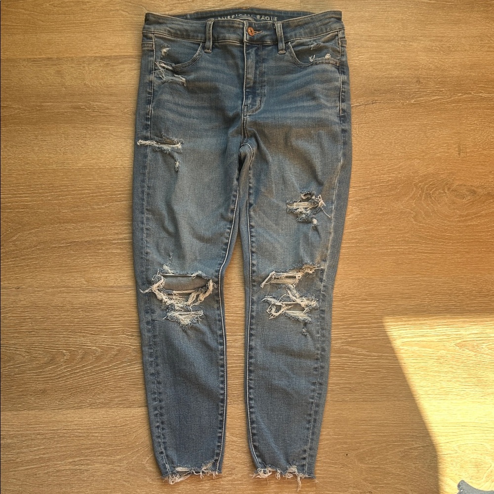 American Eagle Outfitters Ripped Blue Skinny Jeans